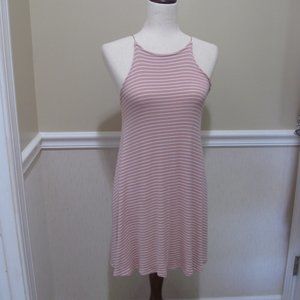 Muted Pink Stripe Mini Dress sz XS Stretch Knit Spaghetti Straps